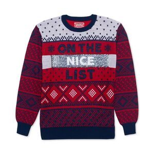 Jem Mens Naughty-Nice List Pullover Sweater, Red, S, DM